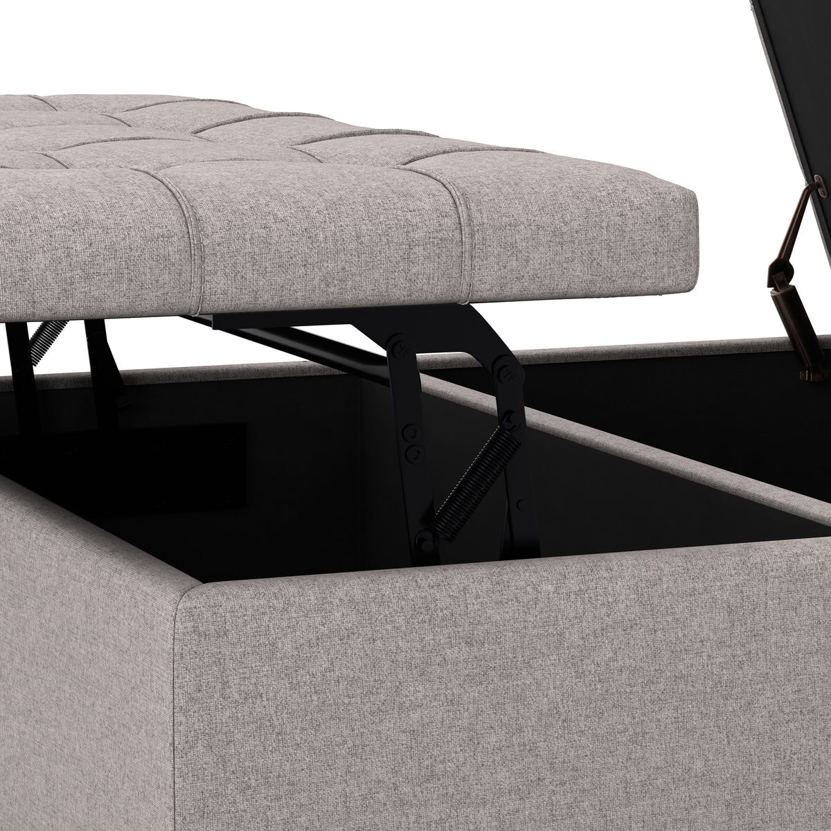 Cloud Grey Linen Style Fabric | Harrison Large Square Coffee Table Storage Ottoman in Linen