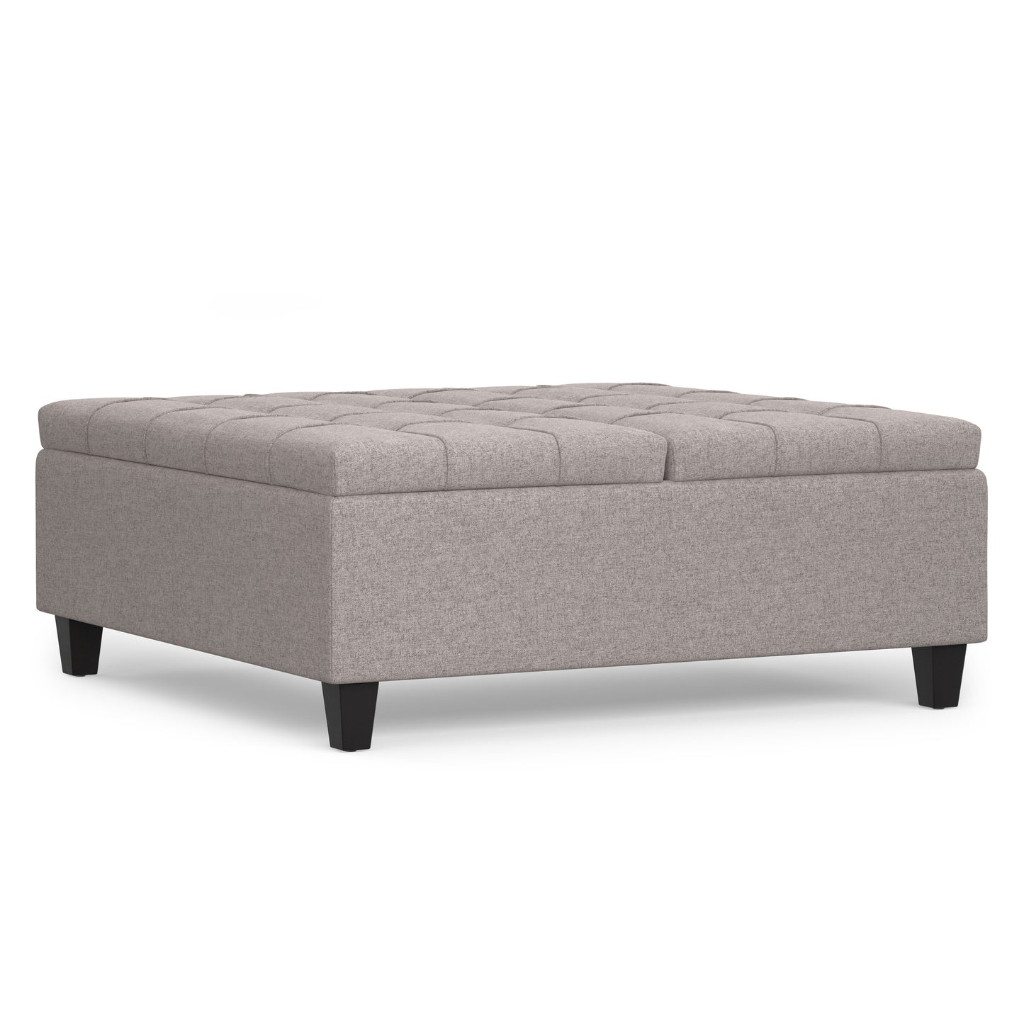 Cloud Grey Linen Style Fabric | Harrison Large Square Coffee Table Storage Ottoman in Linen