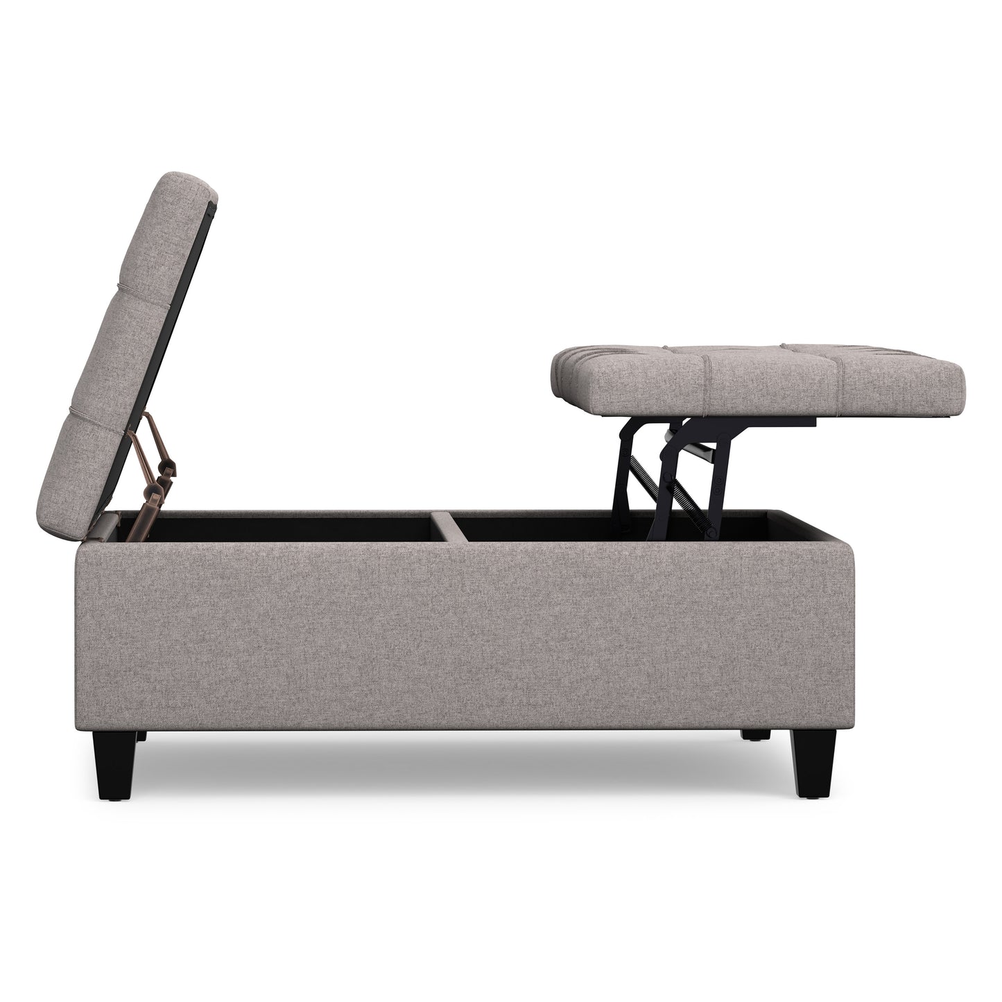 Cloud Grey Linen Style Fabric | Harrison Large Square Coffee Table Storage Ottoman in Linen
