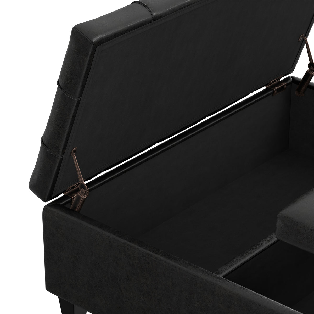 Distressed Black Distressed Vegan Leather | Harrison Large Square Coffee Table Storage Ottoman