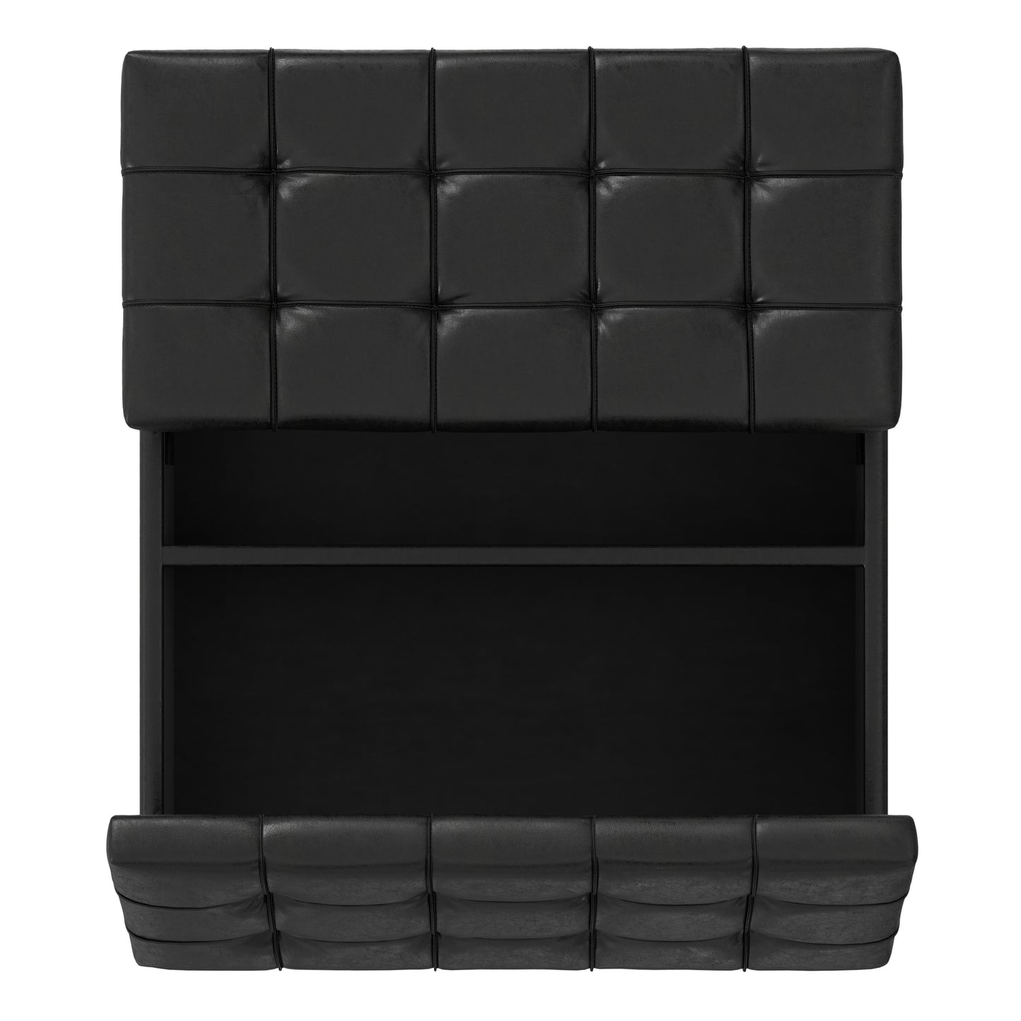 Distressed Black Distressed Vegan Leather | Harrison Large Square Coffee Table Storage Ottoman