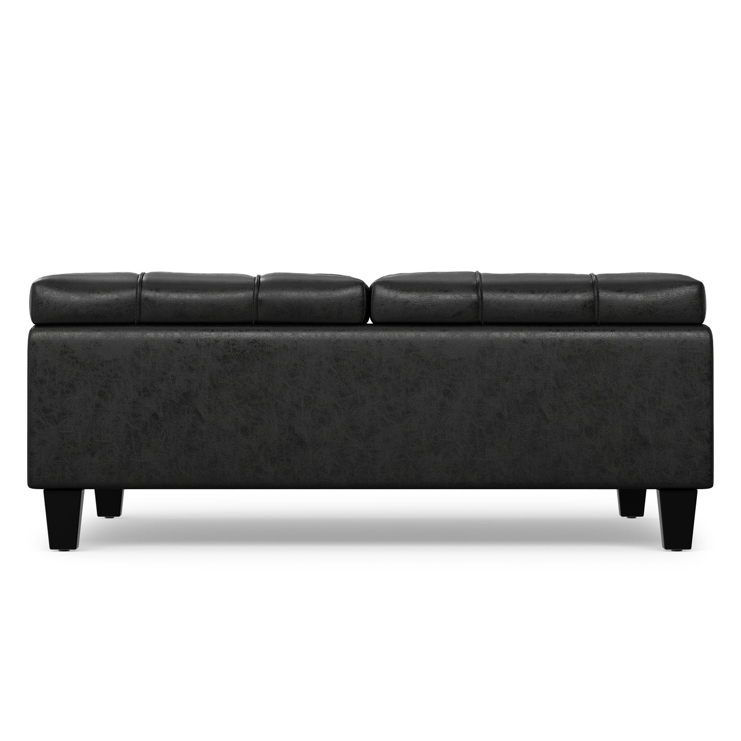 Distressed Black Distressed Vegan Leather | Harrison Large Square Coffee Table Storage Ottoman