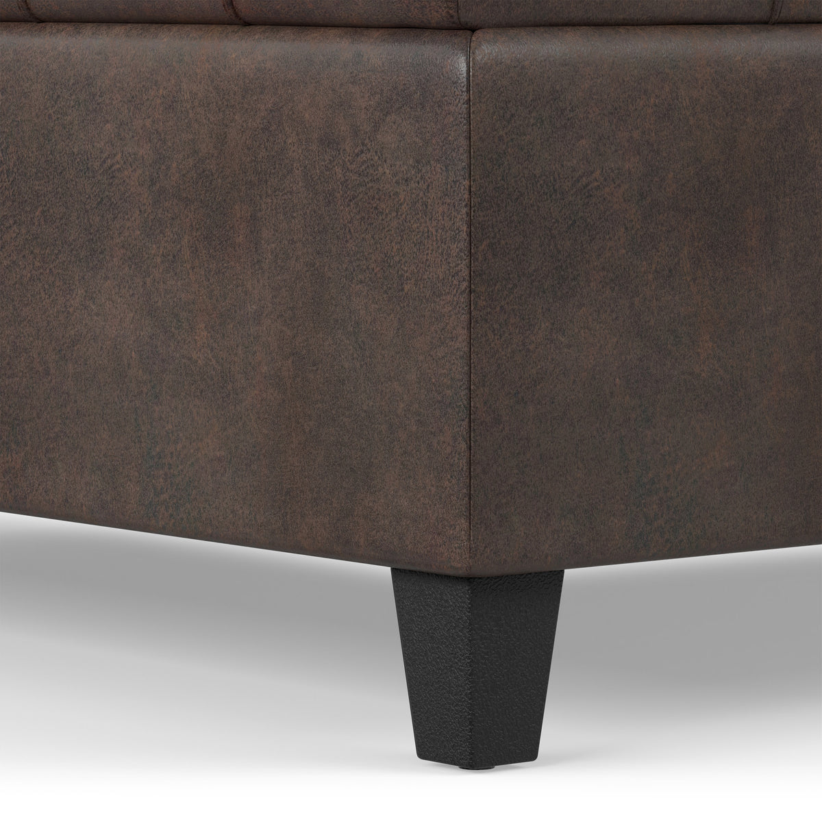 Distressed Brown Distressed Vegan Leather | Harrison Large Square Coffee Table Storage Ottoman