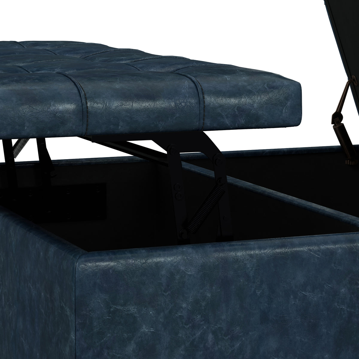 Denim Blue Vegan Leather | Harrison Large Square Coffee Table Storage Ottoman