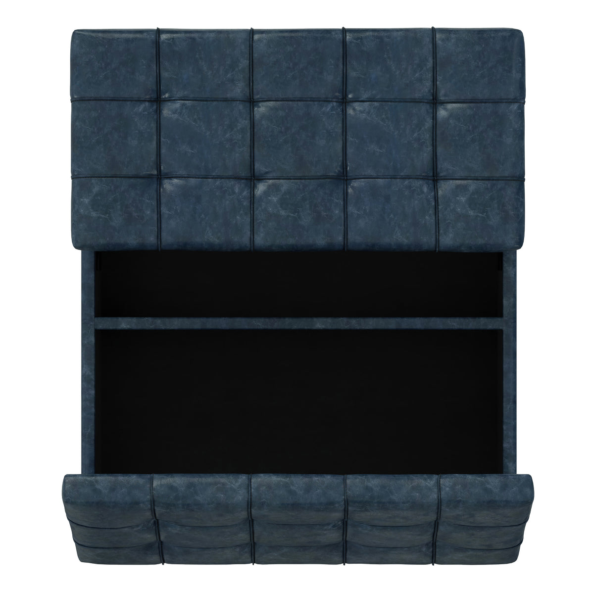 Denim Blue Vegan Leather | Harrison Large Square Coffee Table Storage Ottoman