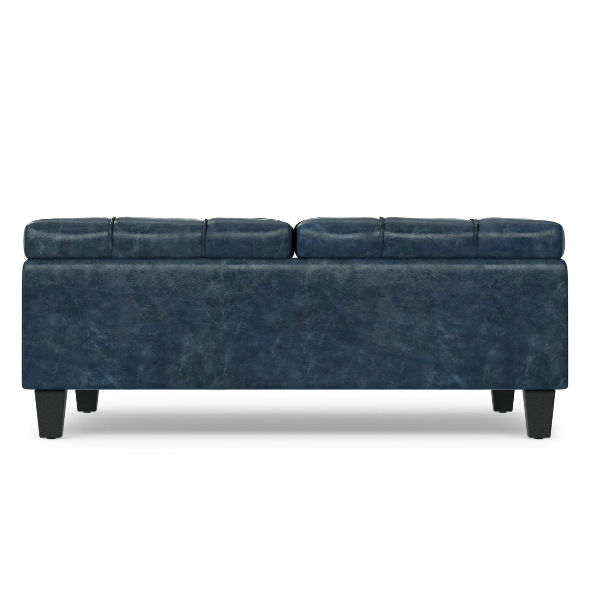 Denim Blue Vegan Leather | Harrison Large Square Coffee Table Storage Ottoman