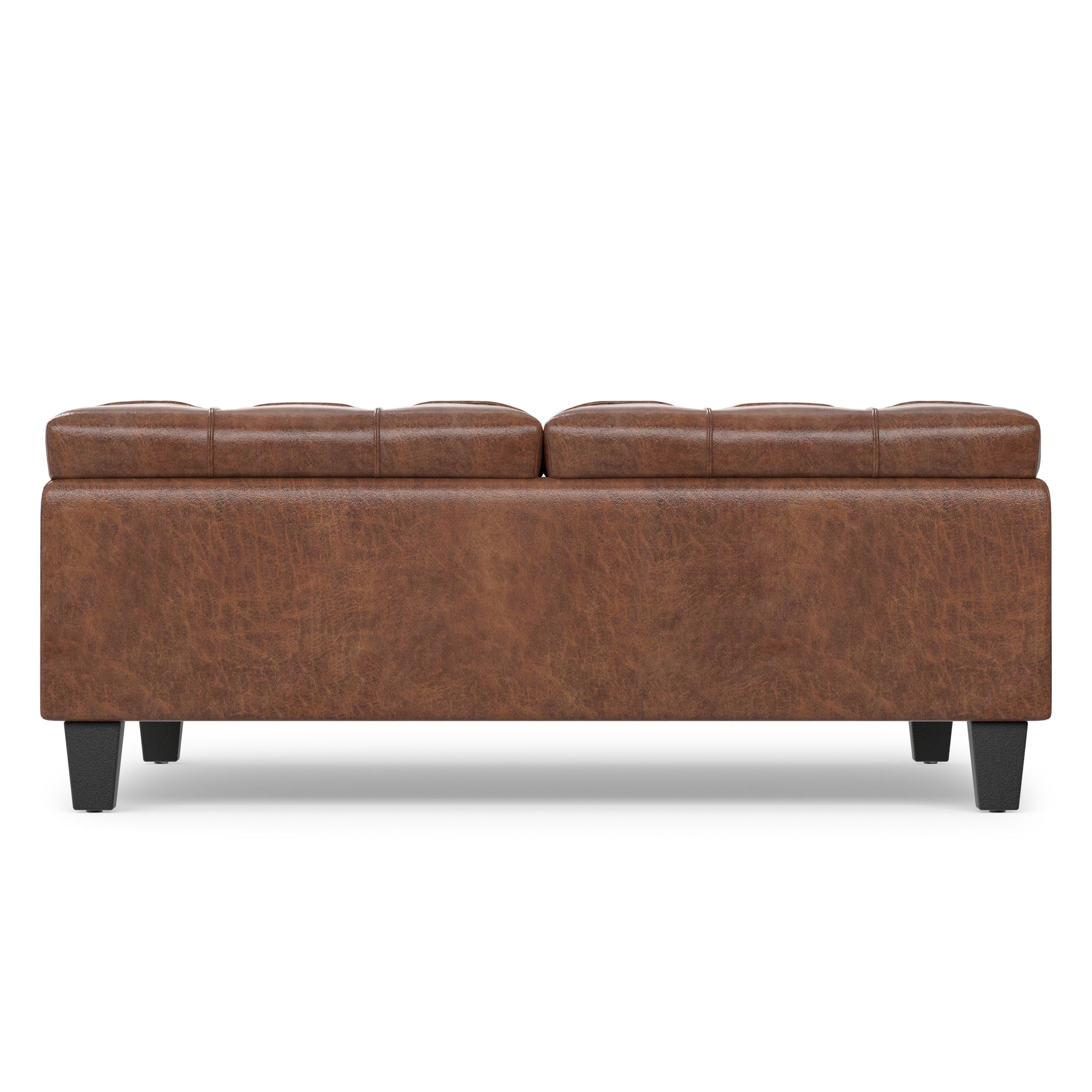 Distressed Saddle Brown Distressed Vegan Leather | Harrison Large Square Coffee Table Storage Ottoman