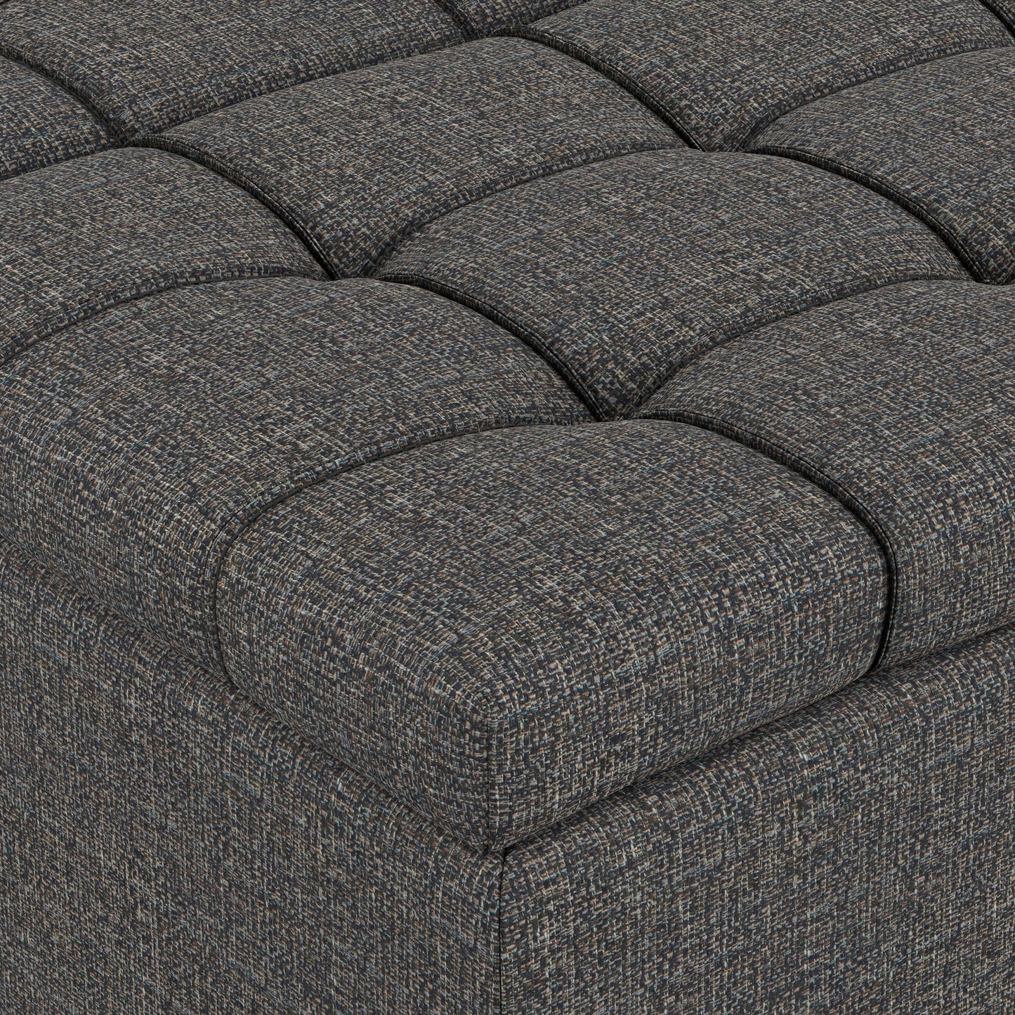 Ebony Tweed Style Fabric | Harrison Large Square Coffee Table Storage Ottoman in Tweed Style Fabric