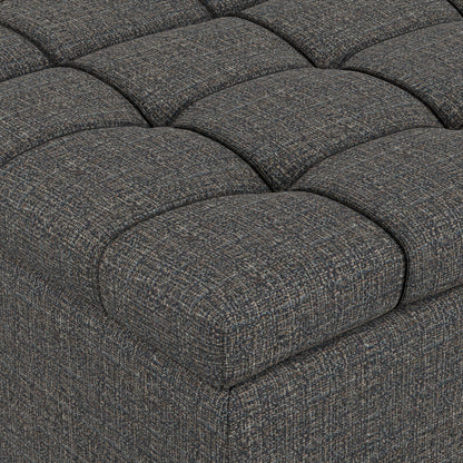 Ebony Tweed Style Fabric | Harrison Large Square Coffee Table Storage Ottoman in Tweed Style Fabric