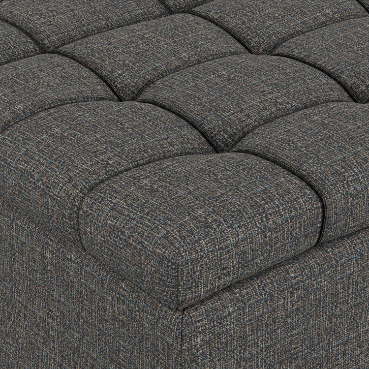 Ebony Tweed Style Fabric | Harrison Large Square Coffee Table Storage Ottoman in Tweed Style Fabric
