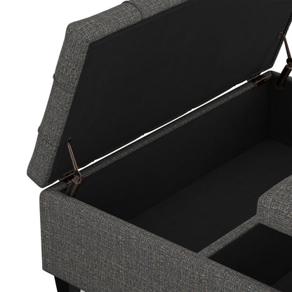 Ebony Tweed Style Fabric | Harrison Large Square Coffee Table Storage Ottoman in Tweed Style Fabric