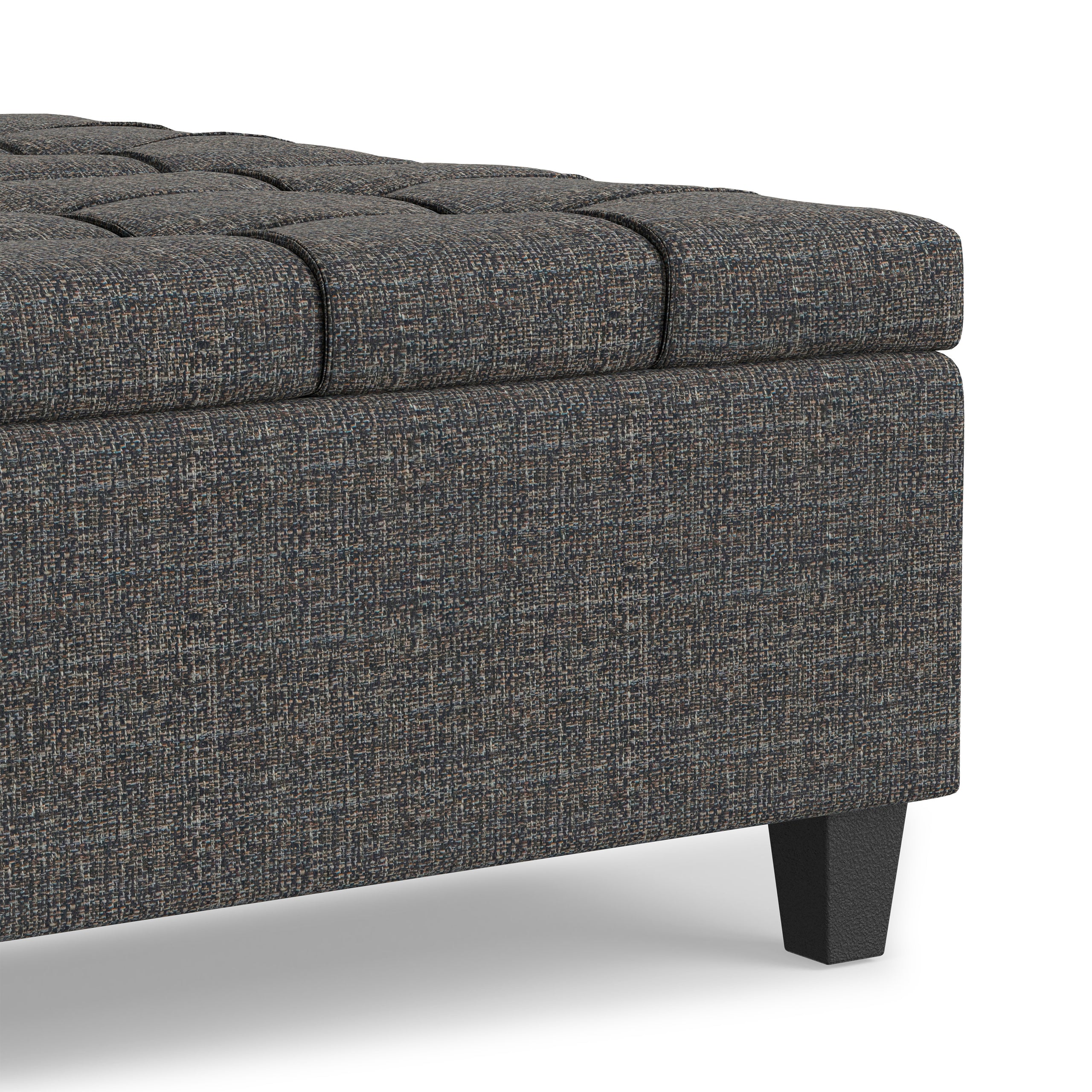 Ebony Tweed Style Fabric | Harrison Large Square Coffee Table Storage Ottoman in Tweed Style Fabric