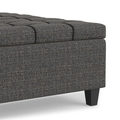 Ebony Tweed Style Fabric | Harrison Large Square Coffee Table Storage Ottoman in Tweed Style Fabric