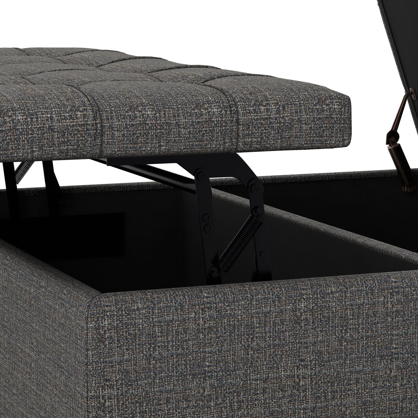 Ebony Tweed Style Fabric | Harrison Large Square Coffee Table Storage Ottoman in Tweed Style Fabric