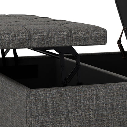 Ebony Tweed Style Fabric | Harrison Large Square Coffee Table Storage Ottoman in Tweed Style Fabric
