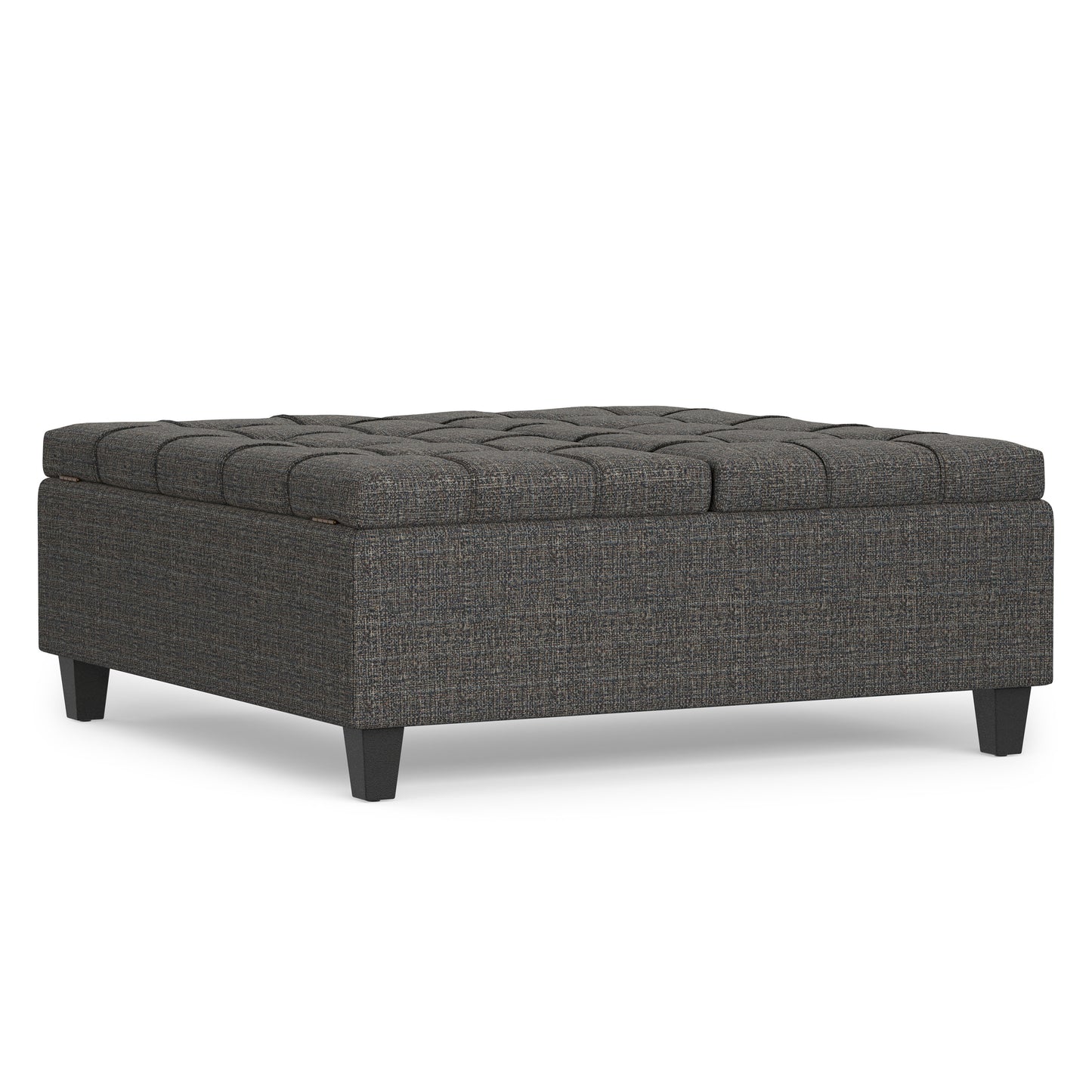Ebony Tweed Style Fabric | Harrison Large Square Coffee Table Storage Ottoman in Tweed Style Fabric