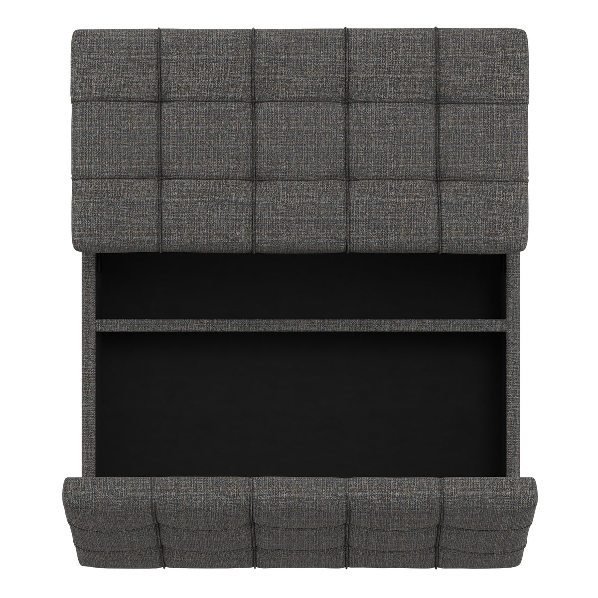 Ebony Tweed Style Fabric | Harrison Large Square Coffee Table Storage Ottoman in Tweed Style Fabric