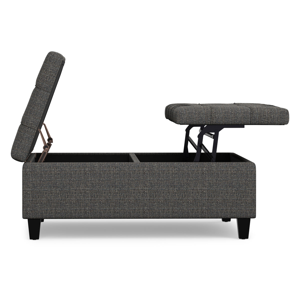 Ebony Tweed Style Fabric | Harrison Large Square Coffee Table Storage Ottoman in Tweed Style Fabric