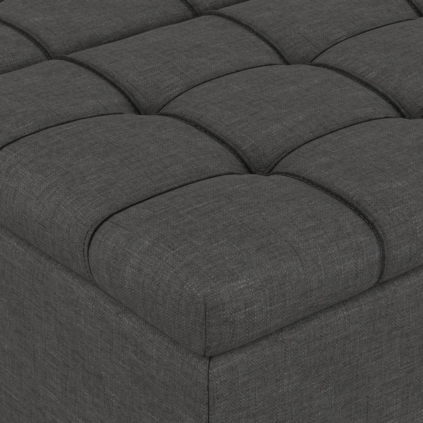 Slate Grey Linen Style Fabric | Harrison Large Square Coffee Table Storage Ottoman in Linen