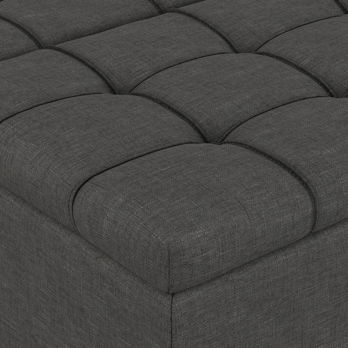 Slate Grey Linen Style Fabric | Harrison Large Square Coffee Table Storage Ottoman in Linen