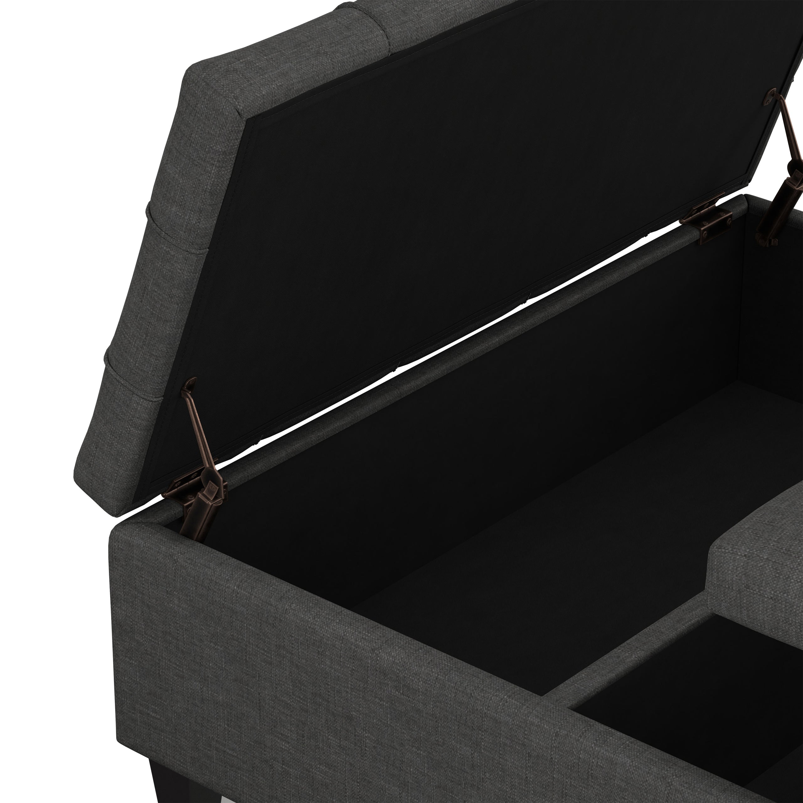 Slate Grey Linen Style Fabric | Harrison Large Square Coffee Table Storage Ottoman in Linen