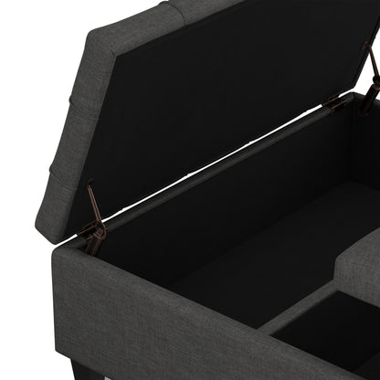 Slate Grey Linen Style Fabric | Harrison Large Square Coffee Table Storage Ottoman in Linen