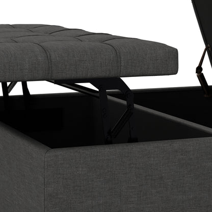 Slate Grey Linen Style Fabric | Harrison Large Square Coffee Table Storage Ottoman in Linen