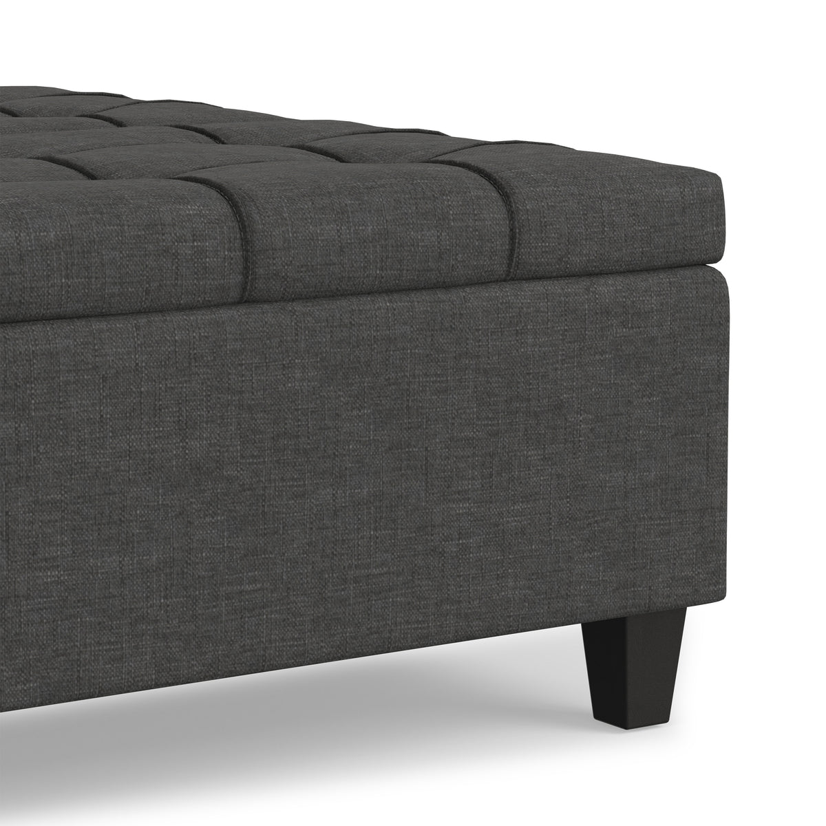 Slate Grey Linen Style Fabric | Harrison Large Square Coffee Table Storage Ottoman in Linen