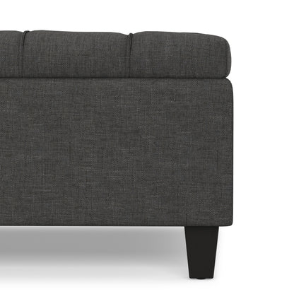 Slate Grey Linen Style Fabric | Harrison Large Square Coffee Table Storage Ottoman in Linen