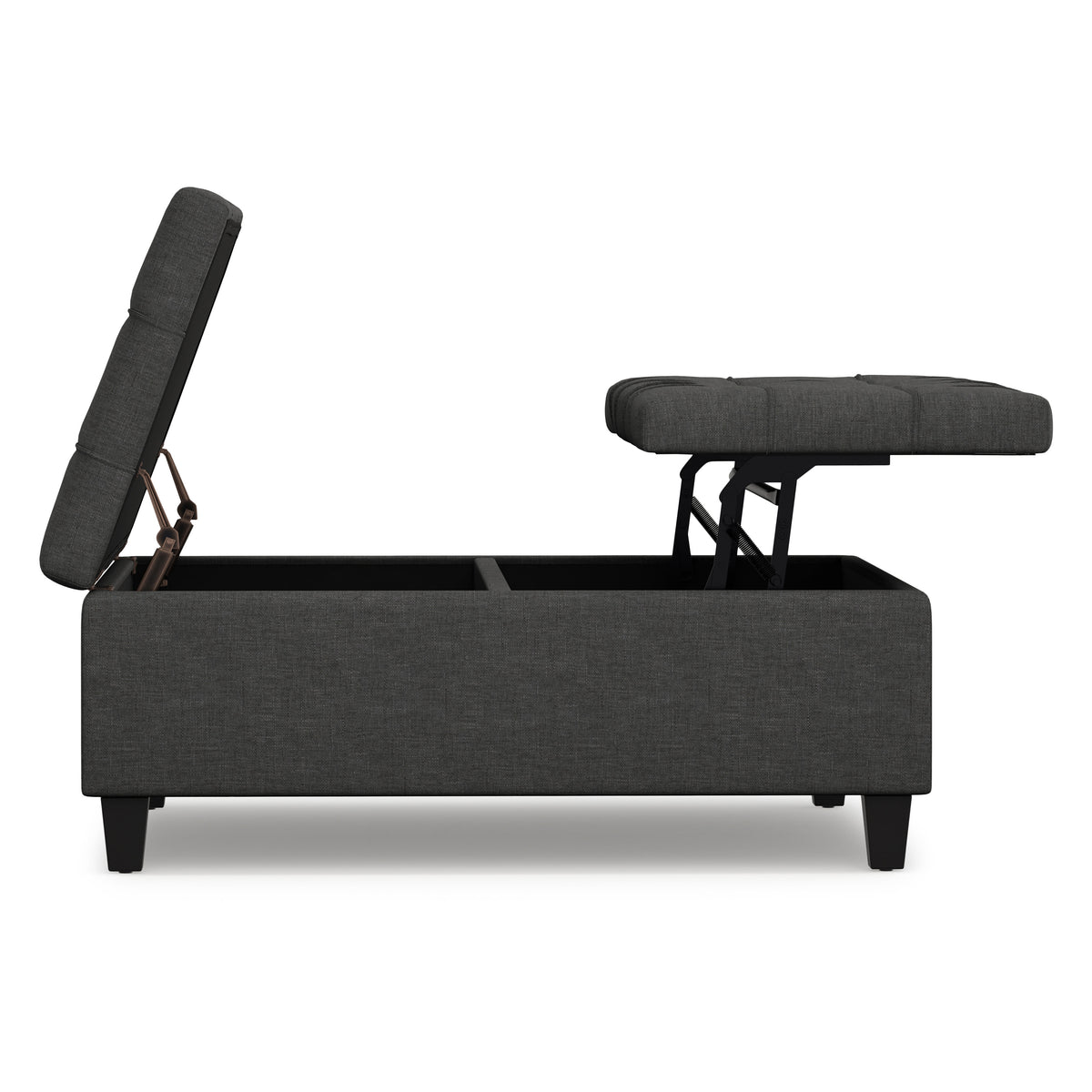 Slate Grey Linen Style Fabric | Harrison Large Square Coffee Table Storage Ottoman in Linen