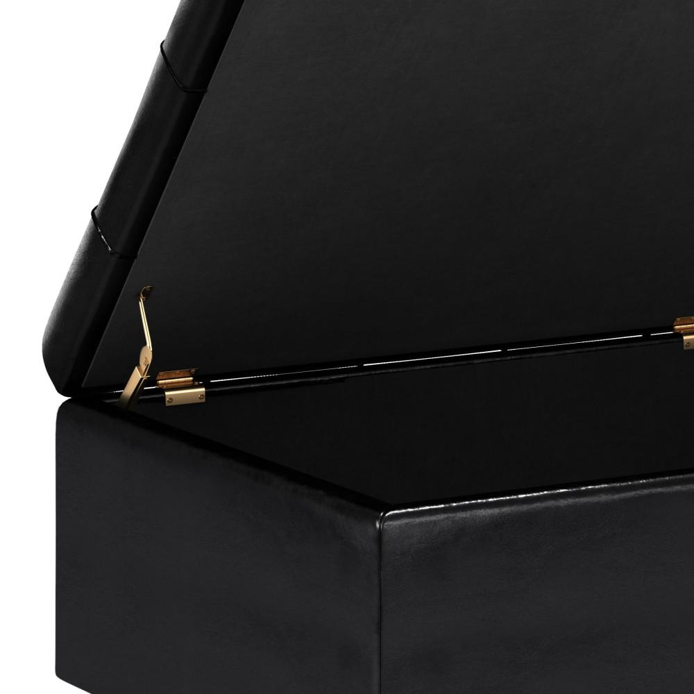 Midnight Black Vegan Leather | Harrison Small Coffee Table Storage Ottoman