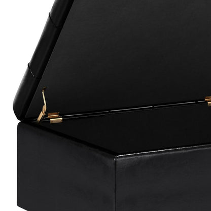 Midnight Black Vegan Leather | Harrison Small Coffee Table Storage Ottoman