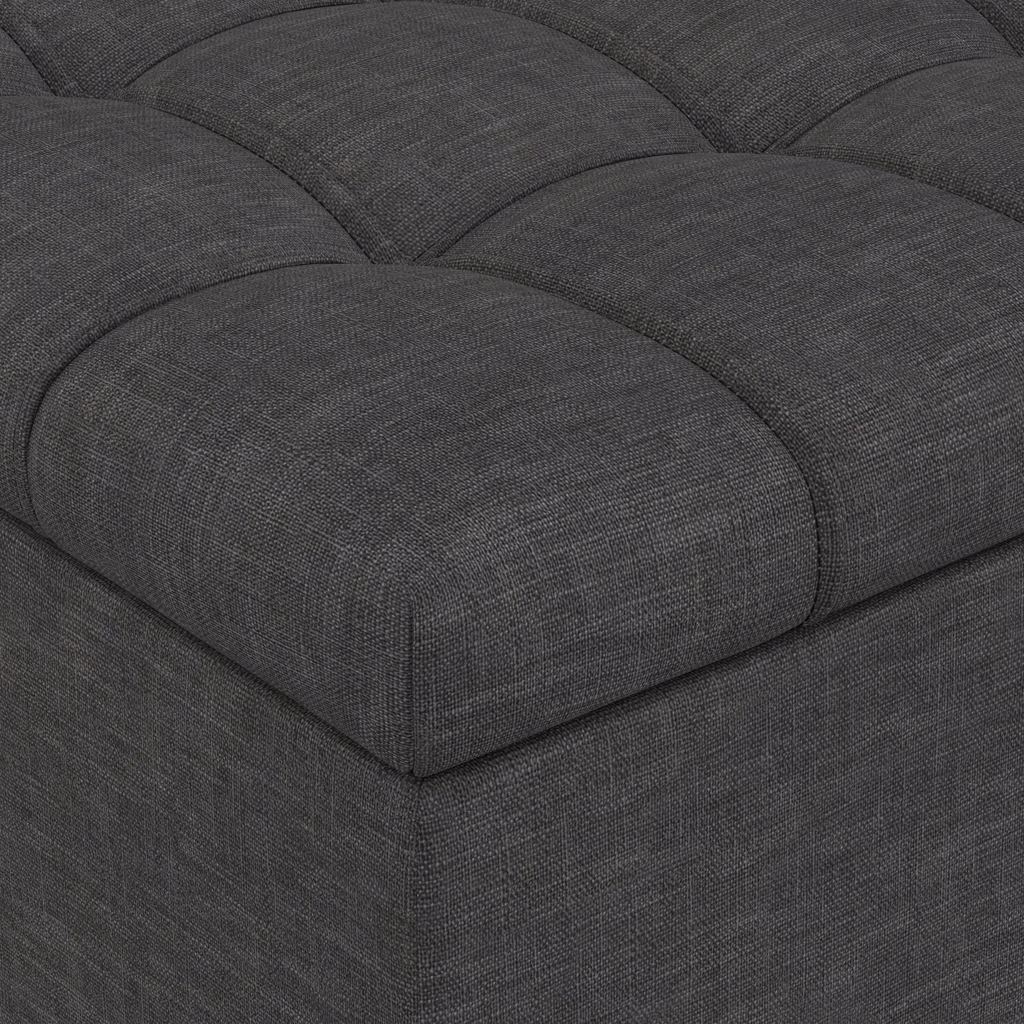 Slate Grey Linen Style Fabric | Harrison Small Coffee Table Ottoman in Linen