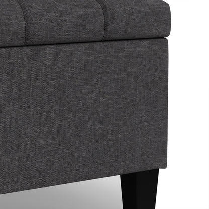 Slate Grey Linen Style Fabric | Harrison Small Coffee Table Ottoman in Linen