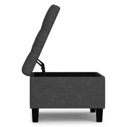 Slate Grey Linen Style Fabric | Harrison Small Coffee Table Ottoman in Linen