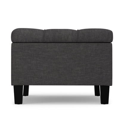 Slate Grey Linen Style Fabric | Harrison Small Coffee Table Ottoman in Linen