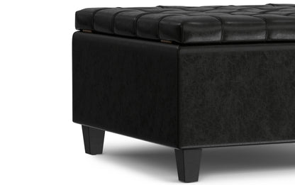 Midnight Black Vegan Leather | Harrison Small Square Coffee Table Storage Ottoman