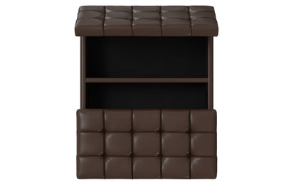 Chocolate Brown Vegan Leather | Harrison Small Square Coffee Table Storage Ottoman