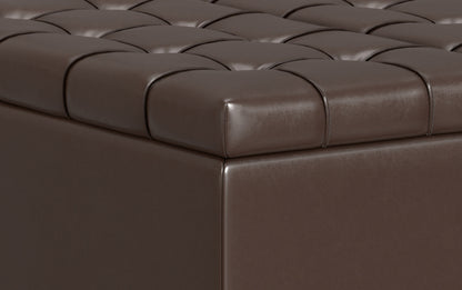Chocolate Brown Vegan Leather | Harrison Small Square Coffee Table Storage Ottoman