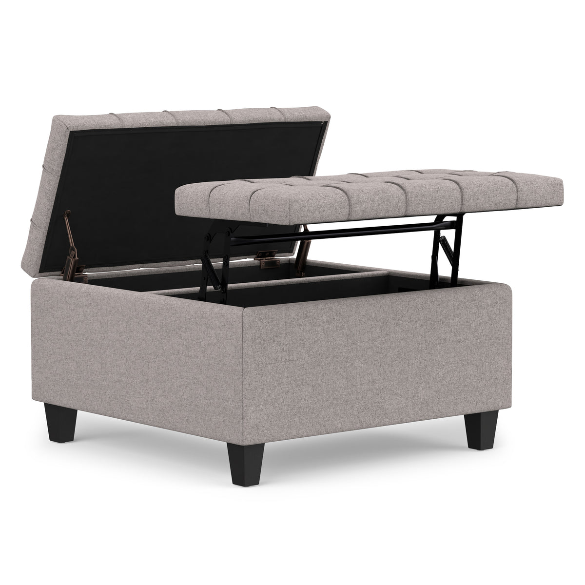Slate Grey Linen Style Fabric | Harrison Small Square Coffee Table Storage Ottoman