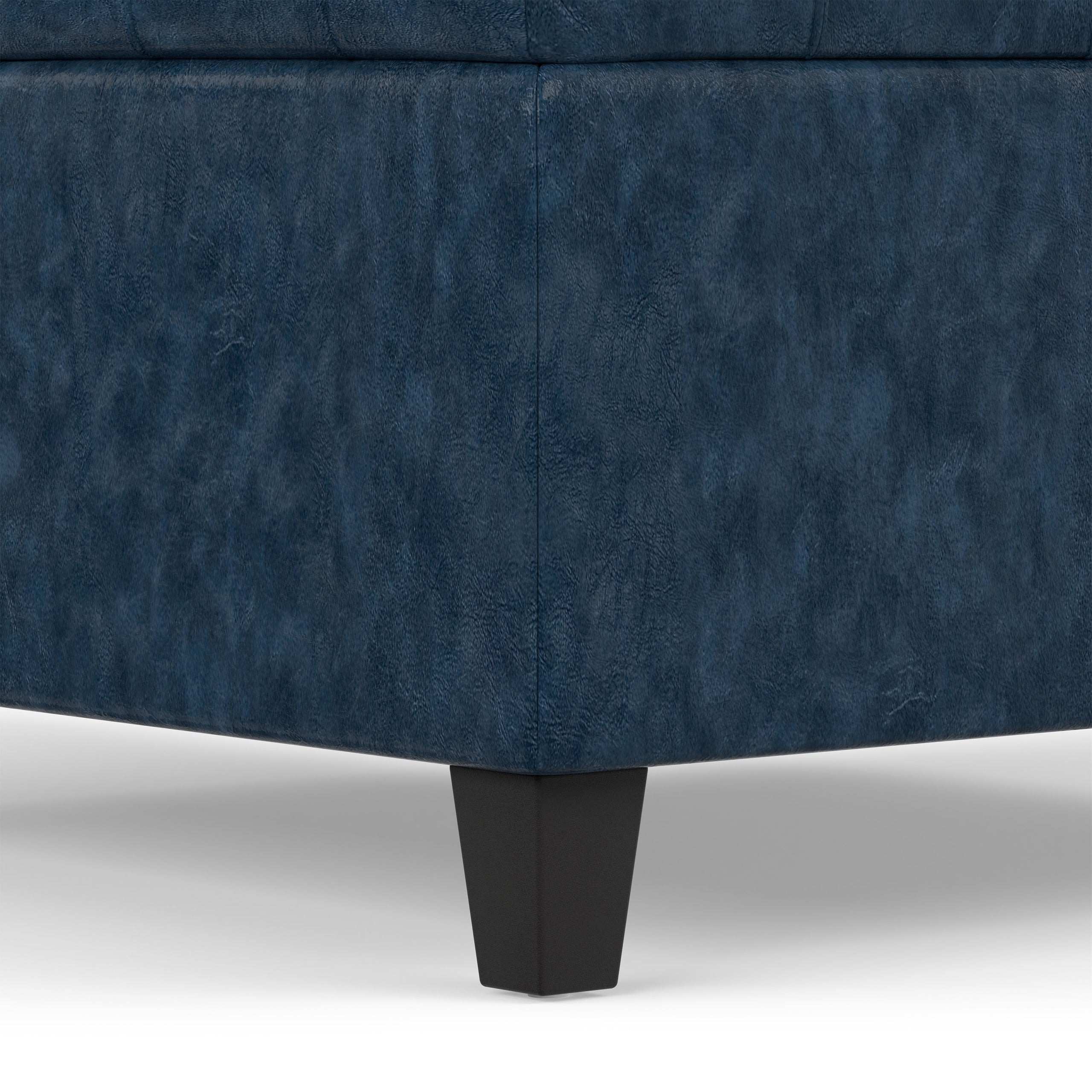 Denim Blue Vegan Leather | Harrison Small Square Coffee Table Storage Ottoman in Vegan Leather