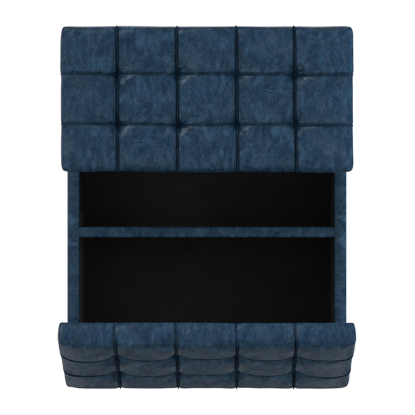 Denim Blue Vegan Leather | Harrison Small Square Coffee Table Storage Ottoman in Vegan Leather