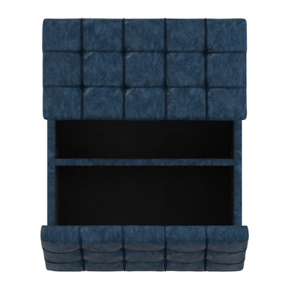 Denim Blue Vegan Leather | Harrison Small Square Coffee Table Storage Ottoman in Vegan Leather