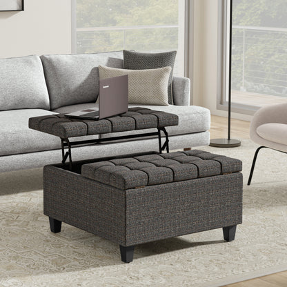 Ebony Tweed Style Fabric | Harrison Small Square Coffee Table Storage Ottoman