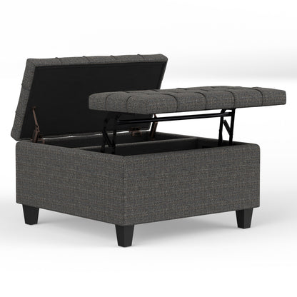 Ebony Tweed Style Fabric | Harrison Small Square Coffee Table Storage Ottoman