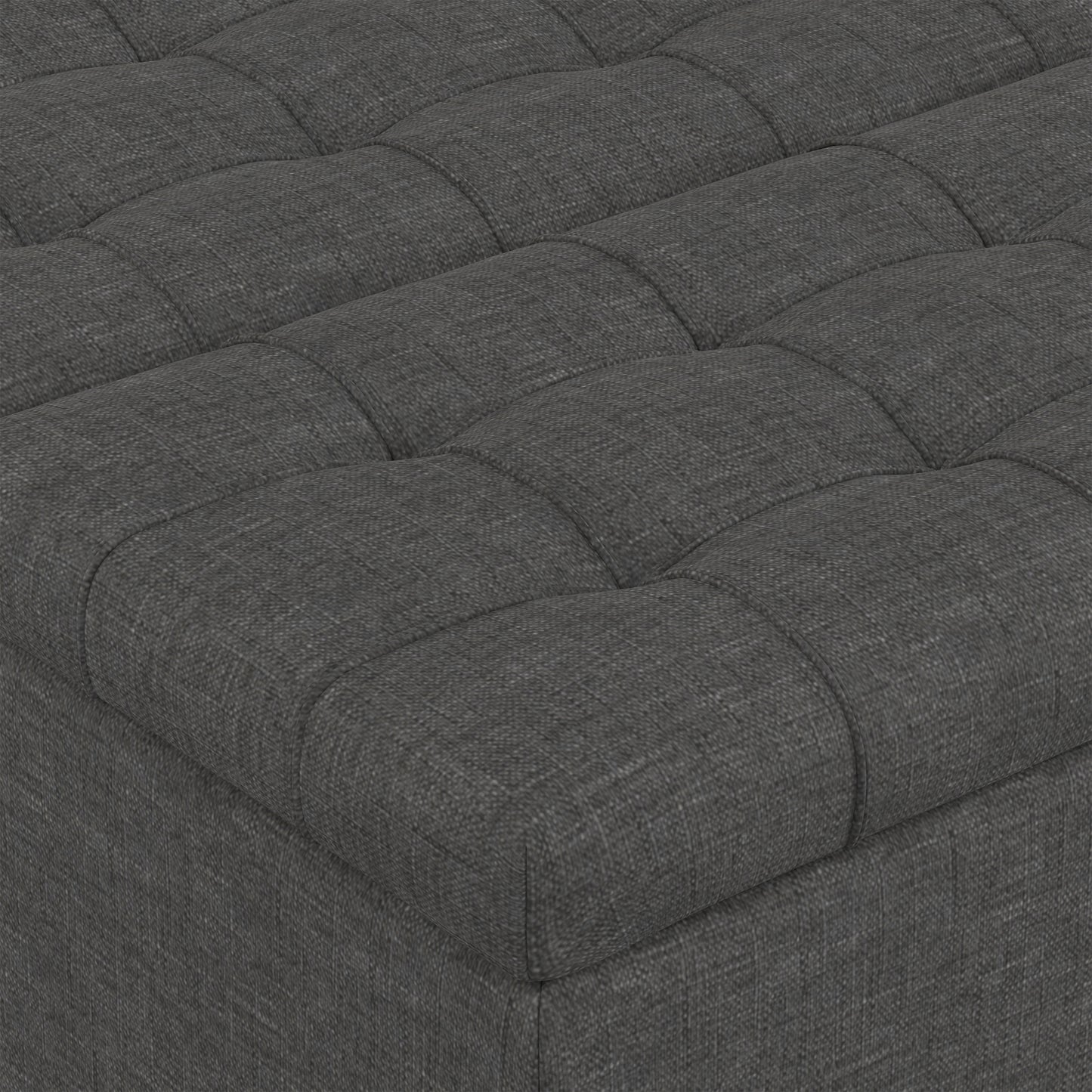 Slate Grey Linen Style Fabric | Harrison Small Square Coffee Table Storage Ottoman