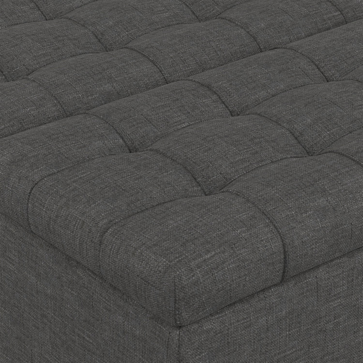 Slate Grey Linen Style Fabric | Harrison Small Square Coffee Table Storage Ottoman