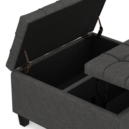 Slate Grey Linen Style Fabric | Harrison Small Square Coffee Table Storage Ottoman