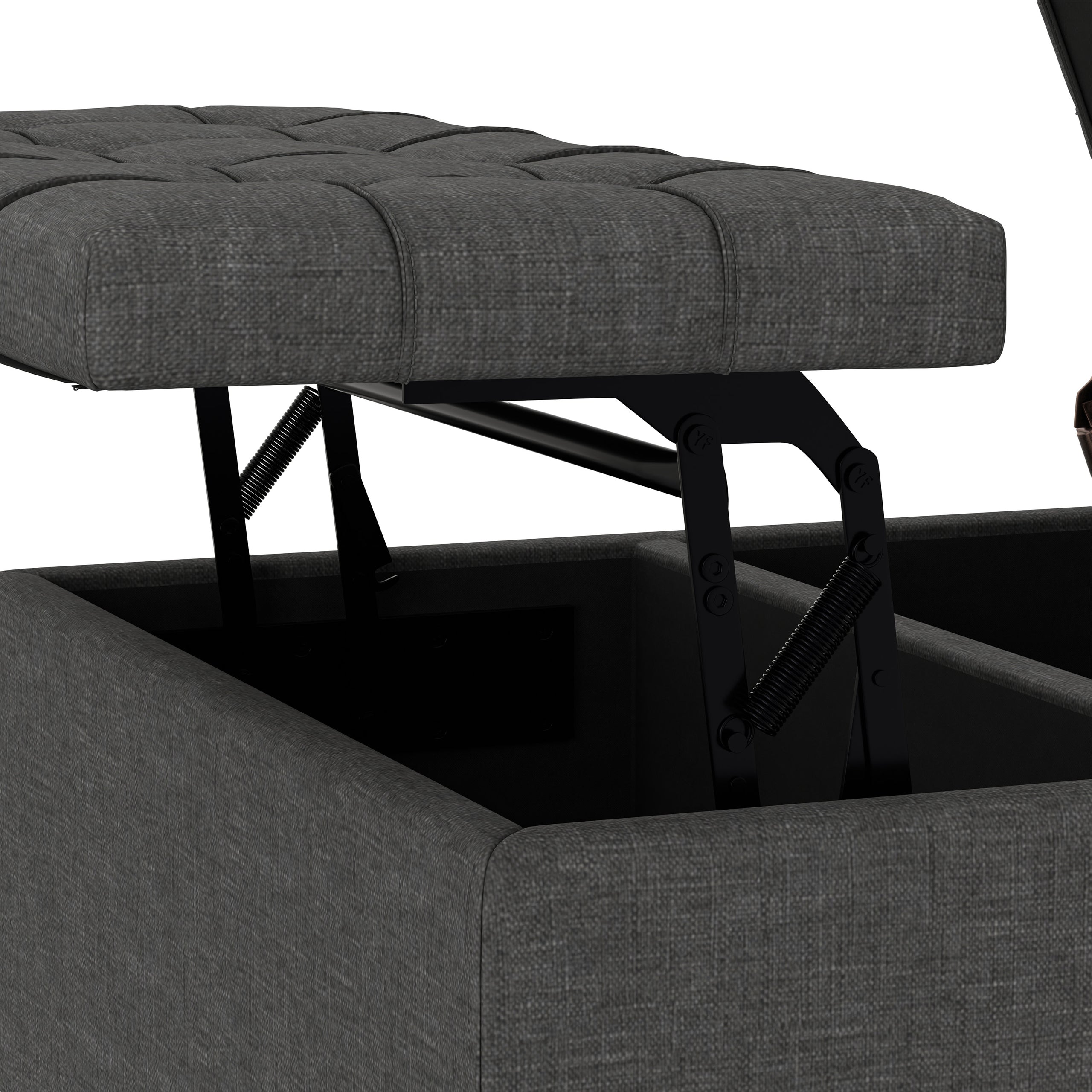 Slate Grey Linen Style Fabric | Harrison Small Square Coffee Table Storage Ottoman