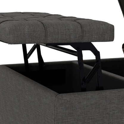 Slate Grey Linen Style Fabric | Harrison Small Square Coffee Table Storage Ottoman